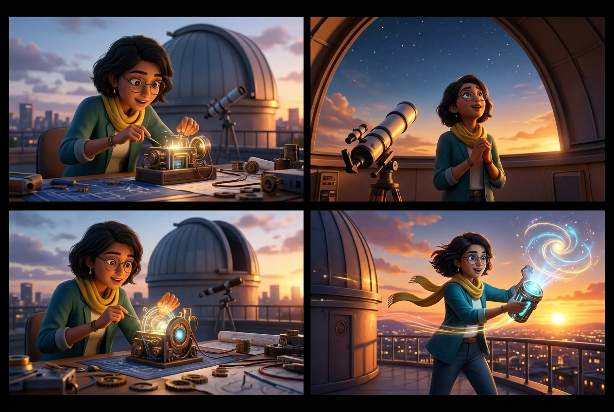 Three-frame cinematic storyboard demo